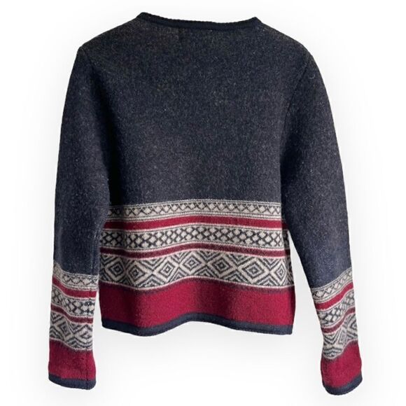 TALLY-HO FAIR ISLE NORDIC WINTER CARDIGAN SWEATER JACKET BOILED WOOL PLUS SIZE X - Picture 9 of 13